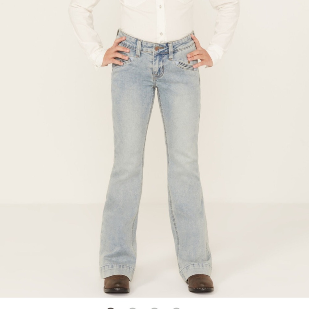 ROCK & ROLL DENIM GIRLS' LIGHT WASH SMILE POCKET DENIM Trousers